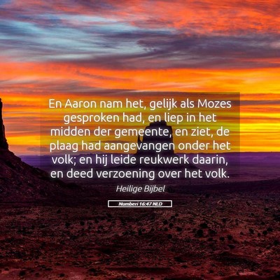Picture 05 - Numberi 16:47 NLD - En Aaron nam het, gelijk als Mozes gesproken had, - Bible Verse Picture