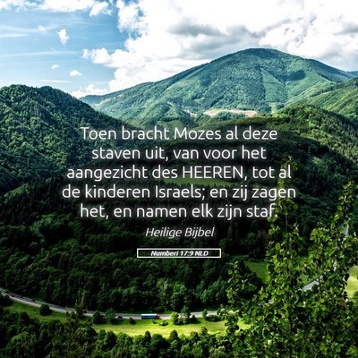 Picture 05 - Numberi 17:9 NLD - Toen bracht Mozes al deze staven uit, van voor - Bible Verse Picture