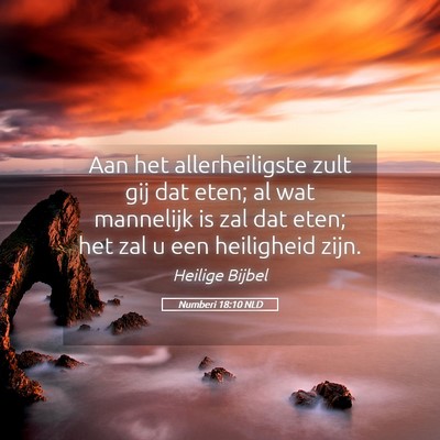 Picture 05 - Numberi 18:10 NLD - Aan het allerheiligste zult gij dat eten; al wat - Bible Verse Picture