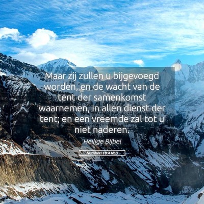 Picture 05 - Numberi 18:4 NLD - Maar zij zullen u bijgevoegd worden, en de wacht - Bible Verse Picture