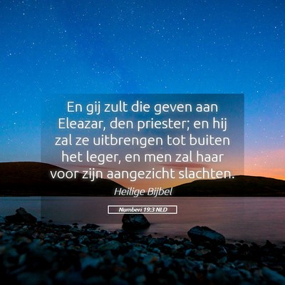 Picture 05 - Numberi 19:3 NLD - En gij zult die geven aan Eleazar, den priester; - Bible Verse Picture