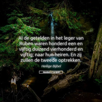Picture 05 - Numberi 2:16 NLD - Al de getelden in het leger van Ruben waren - Bible Verse Picture