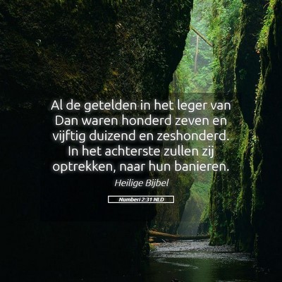 Picture 05 - Numberi 2:31 NLD - Al de getelden in het leger van Dan waren honderd - Bible Verse Picture