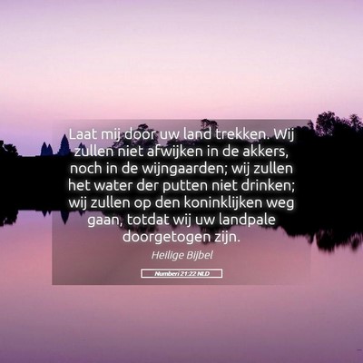 Picture 05 - Numberi 21:22 NLD - Laat mij door uw land trekken. Wij zullen niet - Bible Verse Picture