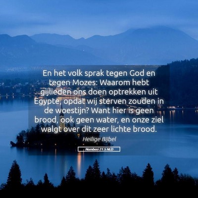 Picture 05 - Numberi 21:5 NLD - En het volk sprak tegen God en tegen Mozes: - Bible Verse Picture