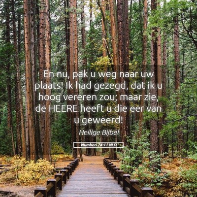 Picture 05 - Numberi 24:11 NLD - En nu, pak u weg naar uw plaats! Ik had gezegd, - Bible Verse Picture