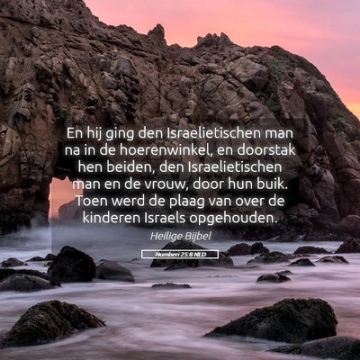 Picture 05 - Numberi 25:8 NLD - En hij ging den Israelietischen man na in de - Bible Verse Picture