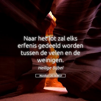 Picture 05 - Numberi 26:56 NLD - Naar het lot zal elks erfenis gedeeld worden - Bible Verse Picture