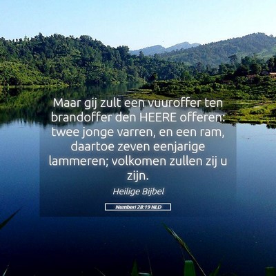 Picture 05 - Numberi 28:19 NLD - Maar gij zult een vuuroffer ten brandoffer den - Bible Verse Picture