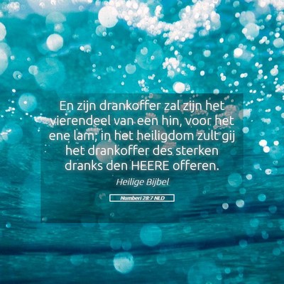 Picture 05 - Numberi 28:7 NLD - En zijn drankoffer zal zijn het vierendeel van - Bible Verse Picture