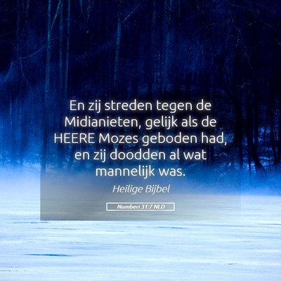 Picture 05 - Numberi 31:7 NLD - En zij streden tegen de Midianieten, gelijk als - Bible Verse Picture