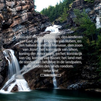 Picture 05 - Numberi 32:33 NLD - Alzo gaf Mozes hunlieden, den kinderen van Gad, - Bible Verse Picture