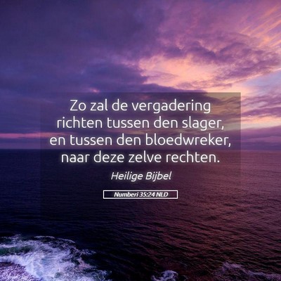 Picture 05 - Numberi 35:24 NLD - Zo zal de vergadering richten tussen den slager, - Bible Verse Picture