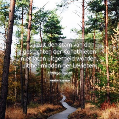 Picture 05 - Numberi 4:18 NLD - Gij zult den stam van de geslachten der - Bible Verse Picture