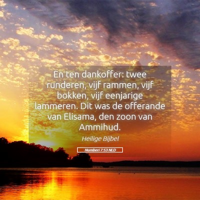 Picture 05 - Numberi 7:53 NLD - En ten dankoffer: twee runderen, vijf rammen, - Bible Verse Picture