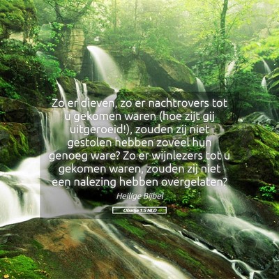Picture 05 - Obadja 1:5 NLD - Zo er dieven, zo er nachtrovers tot u gekomen - Bible Verse Picture