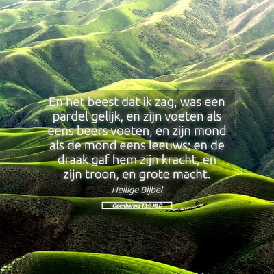 Picture 05 - Openbaring 13:2 NLD - En het beest dat ik zag, was een pardel gelijk, - Bible Verse Picture