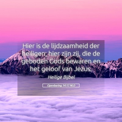 Picture 05 - Openbaring 14:12 NLD - Hier is de lijdzaamheid der heiligen; hier zijn - Bible Verse Picture
