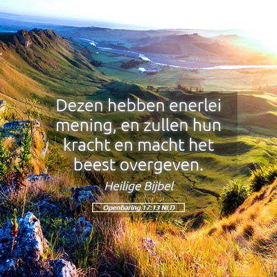 Picture 05 - Openbaring 17:13 NLD - Dezen hebben enerlei mening, en zullen hun kracht - Bible Verse Picture