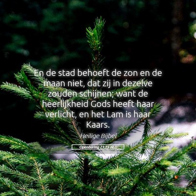 Picture 05 - Openbaring 21:23 NLD - En de stad behoeft de zon en de maan niet, dat - Bible Verse Picture
