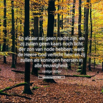 Picture 05 - Openbaring 22:5 NLD - En aldaar zal geen nacht zijn, en zij zullen geen - Bible Verse Picture