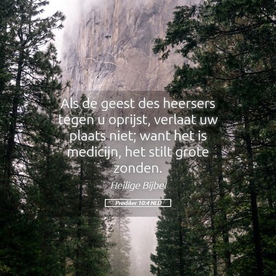 Picture 05 - Prediker 10:4 NLD - Als de geest des heersers tegen u oprijst, - Bible Verse Picture
