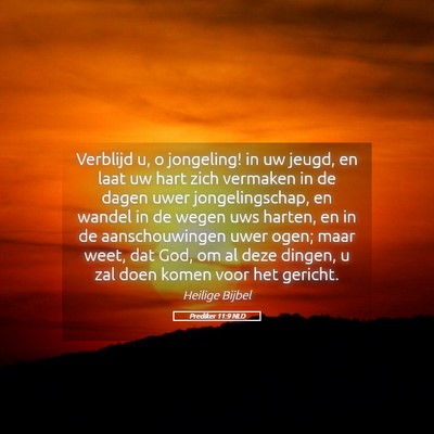 Picture 05 - Prediker 11:9 NLD - Verblijd u, o jongeling! in uw jeugd, en laat uw - Bible Verse Picture