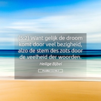 Picture 05 - Prediker 5:3 NLD - (5:2) Want gelijk de droom komt door veel - Bible Verse Picture