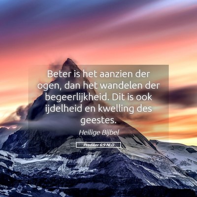 Picture 05 - Prediker 6:9 NLD - Beter is het aanzien der ogen, dan het wandelen - Bible Verse Picture