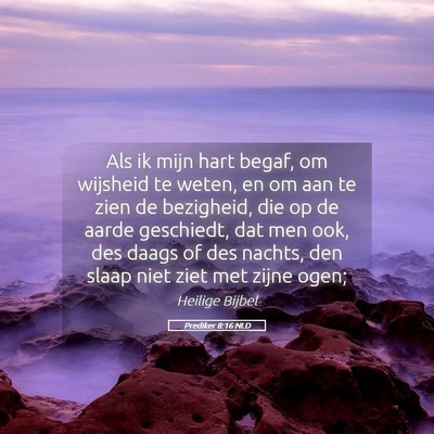 Picture 05 - Prediker 8:16 NLD - Als ik mijn hart begaf, om wijsheid te weten, en - Bible Verse Picture