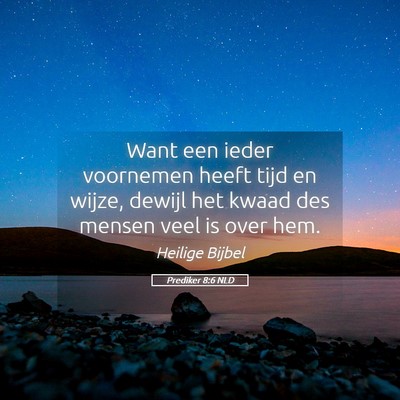 Picture 05 - Prediker 8:6 NLD - Want een ieder voornemen heeft tijd en wijze, - Bible Verse Picture