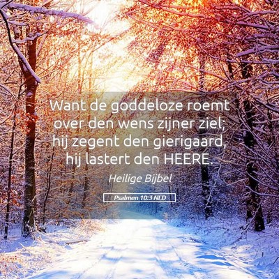 Picture 05 - Psalmen 10:3 NLD - Want de goddeloze roemt over den wens zijner - Bible Verse Picture