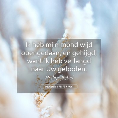 Picture 05 - Psalmen 119:131 NLD - Ik heb mijn mond wijd opengedaan, en gehijgd, - Bible Verse Picture