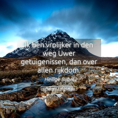 Picture 05 - Psalmen 119:14 NLD - Ik ben vrolijker in den weg Uwer getuigenissen, - Bible Verse Picture