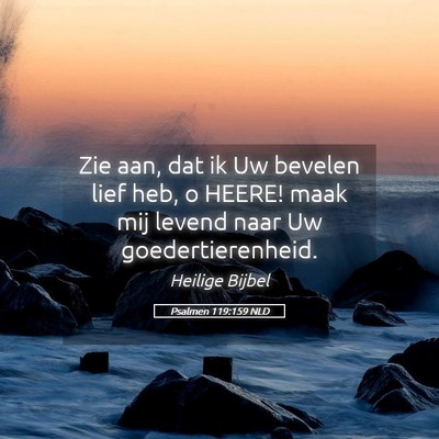 Picture 05 - Psalmen 119:159 NLD - Zie aan, dat ik Uw bevelen lief heb, o HEERE! - Bible Verse Picture