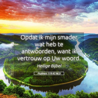 Picture 05 - Psalmen 119:42 NLD - Opdat ik mijn smader wat heb te antwoorden, want - Bible Verse Picture