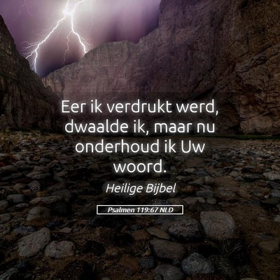 Picture 05 - Psalmen 119:67 NLD - Eer ik verdrukt werd, dwaalde ik, maar nu - Bible Verse Picture