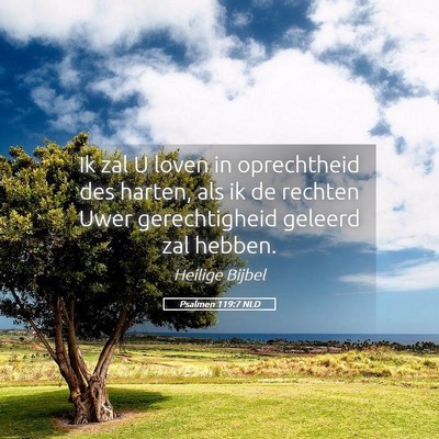 Picture 05 - Psalmen 119:7 NLD - Ik zal U loven in oprechtheid des harten, als ik - Bible Verse Picture