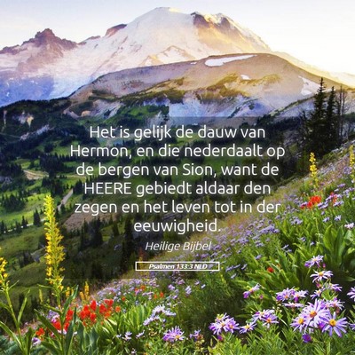 Picture 05 - Psalmen 133:3 NLD - Het is gelijk de dauw van Hermon, en die - Bible Verse Picture
