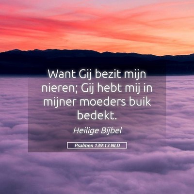 Picture 05 - Psalmen 139:13 NLD - Want Gij bezit mijn nieren; Gij hebt mij in - Bible Verse Picture