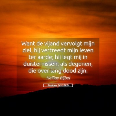 Picture 05 - Psalmen 143:3 NLD - Want de vijand vervolgt mijn ziel, hij vertreedt - Bible Verse Picture