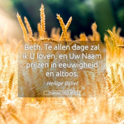 Picture 05 - Psalmen 145:2 NLD - Beth. Te allen dage zal ik U loven, en Uw Naam - Bible Verse Picture