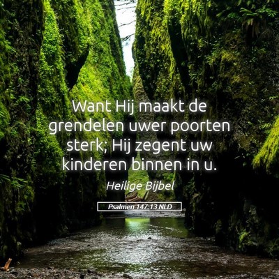 Picture 05 - Psalmen 147:13 NLD - Want Hij maakt de grendelen uwer poorten sterk; - Bible Verse Picture