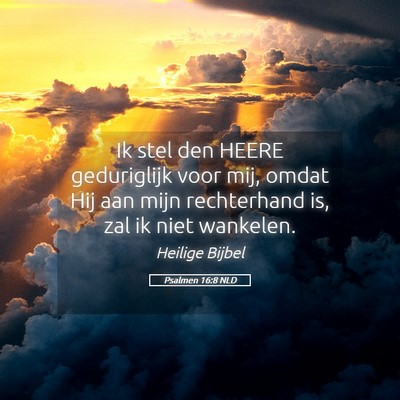 Picture 05 - Psalmen 16:8 NLD - Ik stel den HEERE geduriglijk voor mij, omdat Hij - Bible Verse Picture
