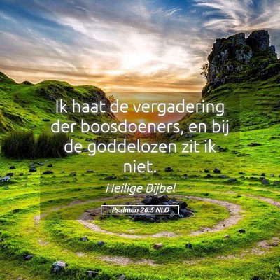 Picture 05 - Psalmen 26:5 NLD - Ik haat de vergadering der boosdoeners, en bij de - Bible Verse Picture