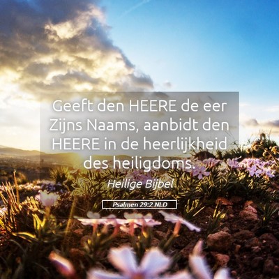 Picture 05 - Psalmen 29:2 NLD - Geeft den HEERE de eer Zijns Naams, aanbidt den - Bible Verse Picture