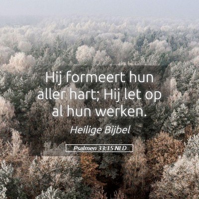 Picture 05 - Psalmen 33:15 NLD - Hij formeert hun aller hart; Hij let op al hun - Bible Verse Picture
