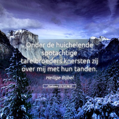 Picture 05 - Psalmen 35:16 NLD - Onder de huichelende spotachtige tafelbroeders - Bible Verse Picture