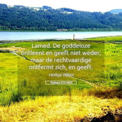 Picture 05 - Psalmen 37:21 NLD - Lamed. De goddeloze ontleent en geeft niet weder; - Bible Verse Picture