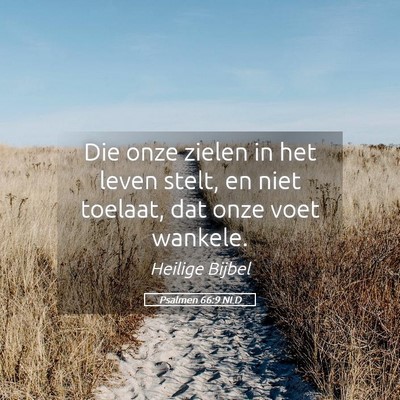 Picture 05 - Psalmen 66:9 NLD - Die onze zielen in het leven stelt, en niet - Bible Verse Picture